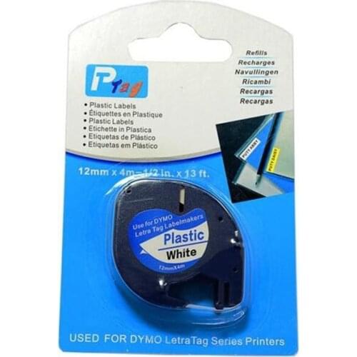 6PCS/Lot DYMO LT Tape 91201/91331/91221/59422 Black on White( Plastic ) 4m*12mm Work for DYMO Label Maker