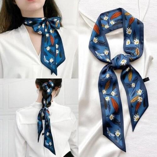 7X130CM) * 2021 NEW Hand-painted Chinese style thin and long small silk scarf womens thin all-match scarf 6# Colors