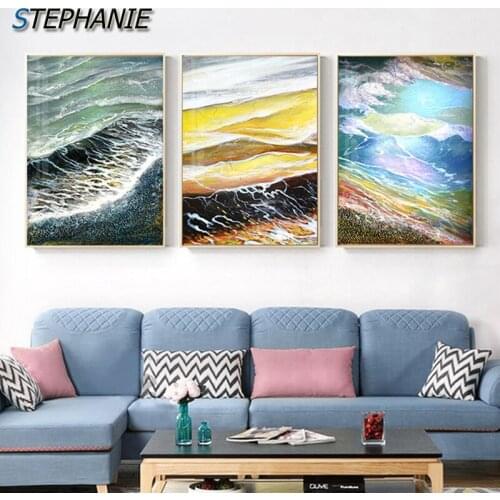 Abstract Flowing Clouds Canvas Painting Pink Purple Posters Blue Green Print Fashion Canvas Art HD Wall Pictures for Living Room