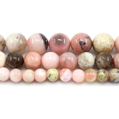 Natural Pink Opal Round Loose Beads Strand 6/8/10/12MM For Jewelry DIY Making Necklace Bracelet