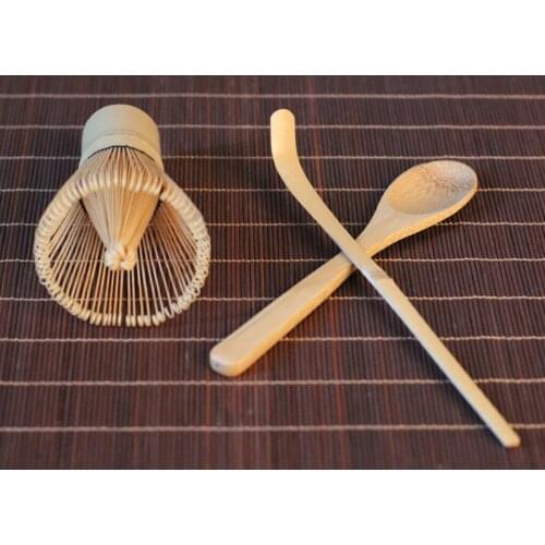 Tea Ceremony Accessory Bamboo Whisk Matcha Green Tea Chasen Prongs & Scoop & Tea Spoon