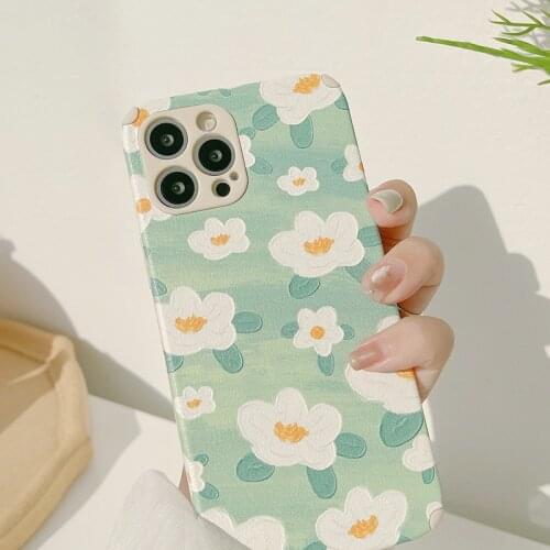 Retro sweet romantic Flowers Embossing art Phone Case For iPhone 11 12 Pro Max Xs Max XR Xs 7 8 Plus 7Plus case Cute Soft Cover