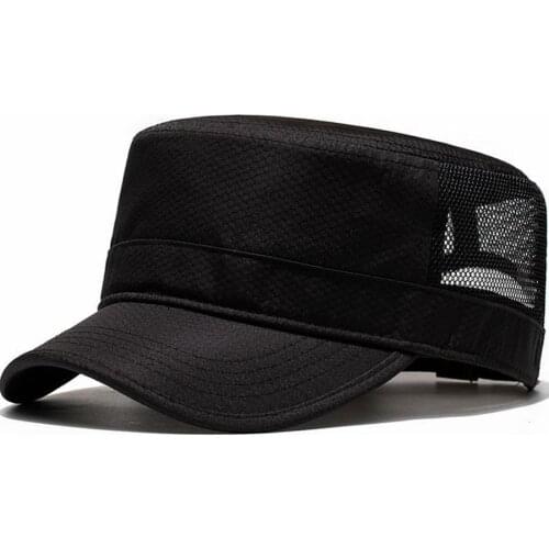 Big Head Man Large Size Army Flat Top Sun Cap Men Summer Polyester Plus Size Mesh Military Hat 55-60cm 60-65cm
