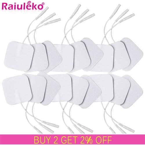 100/20p TENS Ems Electrode Pads Gel Nerve Muscle Stimulator Electrode Stickers Electrodes Physiotherapy Machine 5x5cm 2mm Plug