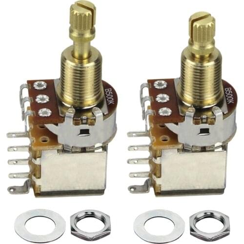 FLEOR 2PCS Guitar Push Push Potentiometer B500K Pots Long Split Shaft Guitar Accessories