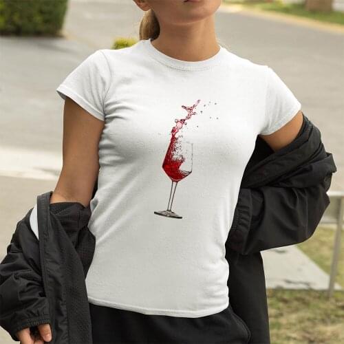 Wine Glass New T Shirt Women Old wine glass Printed Versatile T-shirt Trendy Style Vogue Simplicity Harajcku Tshirt Feminino
