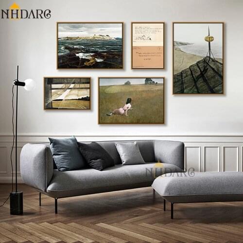 NHDARC Canvas Printings Paintings ARC00853 Andrew Wyeth Christinas World Seaside Scenery Posters for Living Room Home Decor