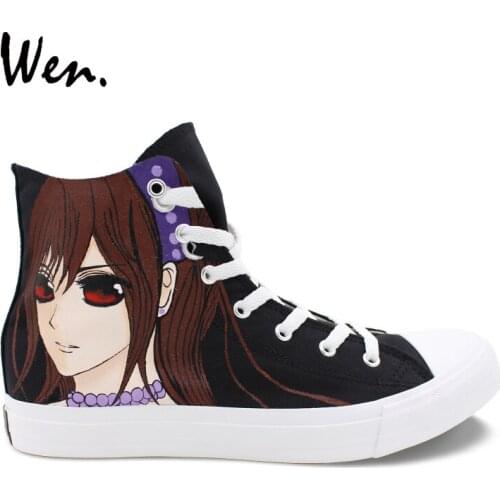 Wen Boy Girl Sneakers Hand Painted Design Vampire Knight Anime Canvas Skateboarding Shoes for Men Women High Top Sports Footwear