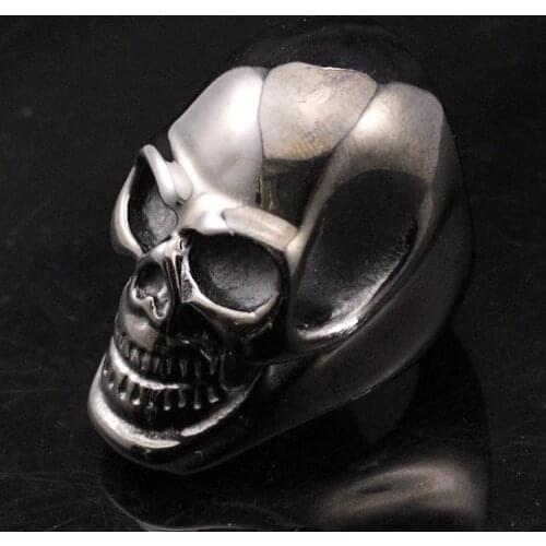 CHIMDOU Mens Fashion Stainless Steel Black Skull Ring Big Punk Rock Gothic Biker Motorcycle Man Charm Jewelry,AR399