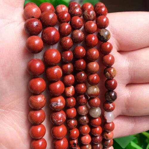 Natural Stone Beads Red Jaspers Stone Round Loose Beads For Jewelry Making 15.5" Pick Size 4/6/8/10/12mm DIY Bracelet Necklace