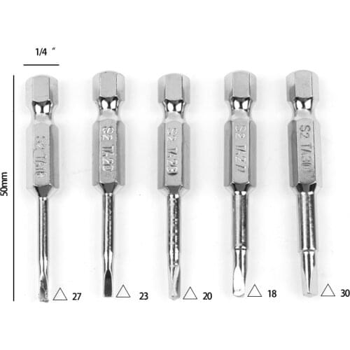 5Pcs/Set Anti Slip Magnetic Triangle Head Screwdriver Bit 1/4" S2 Steel Hex Shank Electric Power Tool 50mm Screwdriver
