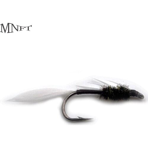 MNFT 6Pcs White Tailed Fly Insects NYmph Lure Trout Flies Fishing Fly Wet Dry Hook #6
