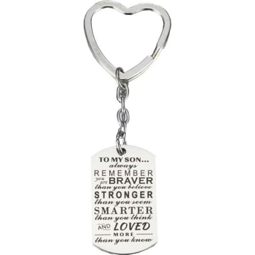TO MY SON ALWAYS REMEMBER YOU Inspirational Key Chain Jewelry Stainless Steel Military Card Key Chain Key Chain Jewelry