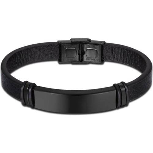 Men' s Leather Cord Bracelets with Stainless Steel Magnetic Clasps Bracelets for Men Jewelry Fashion Jewelry