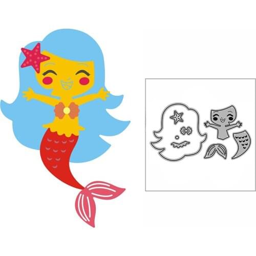 New Happy Mermaid Hug Craft Embossing Mold 2021 Metal Cutting Dies for DIY Decorative Scrapbooking Album Card Making No Stamps
