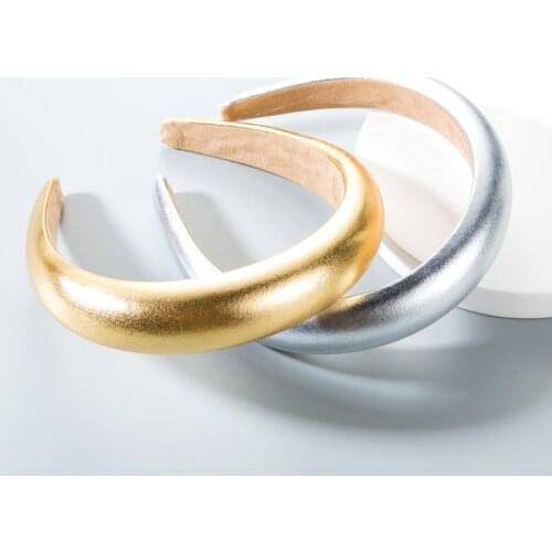 Gold PU Leather Soild Color Headbands Women Hairband Hair Hoop Cool Fashion Punk Hair Headdress Hair Accessories