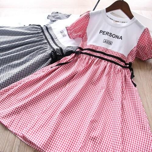 Wholesale girls plaid dress baby girls black red cotton princess dresses kids clothes