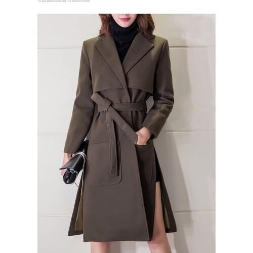 New quality fashion wool long sleeve maxi coat slim design trench womens solid long outwear slim fit long ovecoat many colors