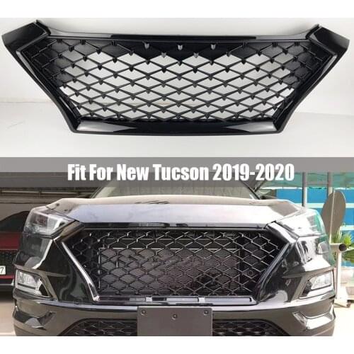 FRONT RACING GRILLE FOR HYUNDAI TUCSON 2019 2020 GRILL MASK COVER GRILLS FIT FOR FUSION MONDEO BLACK SILVER CAR STYLING