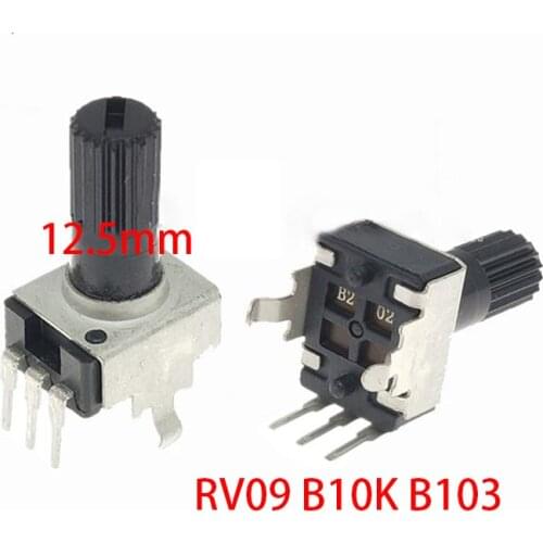 5PCS/LOT RV09 B10K B103 Potentiometer Adjustable Resistance 12.5mm Shaft 3 Pins 0932 Vertical adjustable trim pot WH09