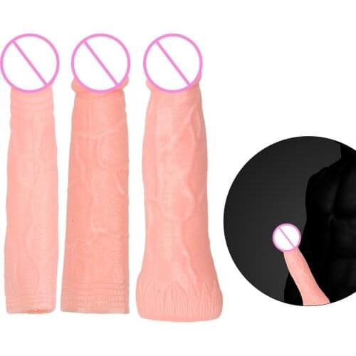 Hollow penis Extender Sleeve Condoms for Adults Sex Toys for men Penis Enlargement Reusable Condom Erotic Intimate Goods