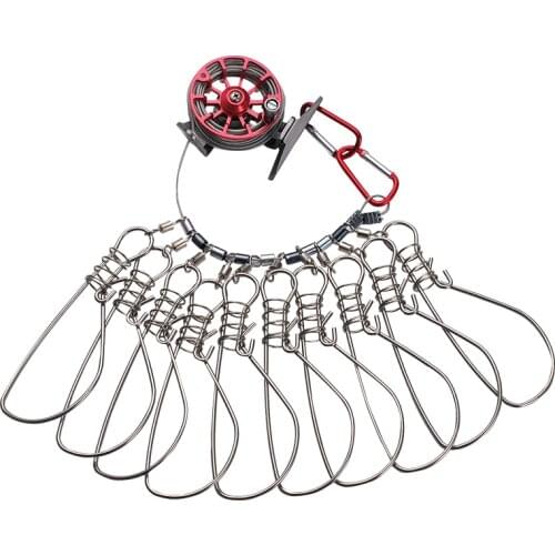 1 set live fish lock buckle with reel stainless steel 10 snaps fishing stringer clips tackle carp pesca