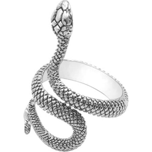 Adjustable Fashion Punk Animal Ring Gothic Black Silver Color Metal Snake Rings Gor Men Unisex Rings Jewelry Gift Drop Shipping