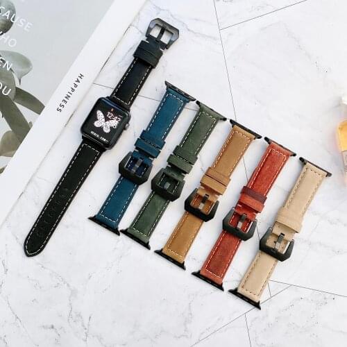 Genuine Leather strap for Apple watch band 42mm 44mm iWatch 38mm 40mm Single tour bracelet Series 5 4 3 6 2 1 SE