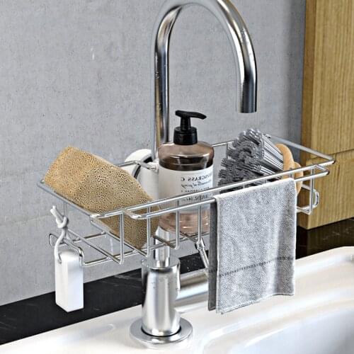 Stainless Steel Sink Drain Rack Sponge Storage Faucet Holder Soap Drainer Shelf Basket Organizer Kitchen Bathroom Accessories