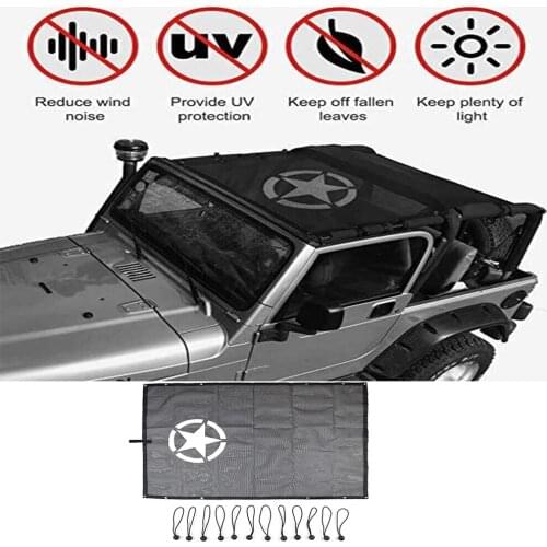 Black Mesh Sun Shade Full Top Cover UV Protection 1997-2006 for Jeep Wrangler TJ