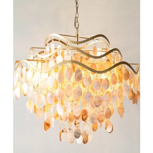 Modern white capiz seashell pendant lamp light bedroom Ac90-260v metal Fun Shell lamps lighting fixtures living room restaurant