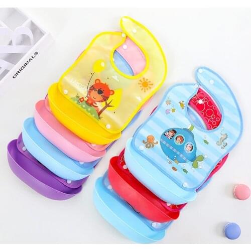 Cute Cartoon EVA Baby Home Scarf Boy Girl Cartoon Waterproof Bibs for Infant Feeding Adjustable Removable Bibs High-capacity