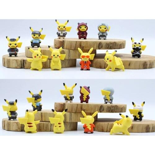 TAKARA Tomy Pokemon Pikachu Japan Anime Model Figure Cosplay Toy PVC 10pcs 4cm Cake Decoration Home Furnishings 1