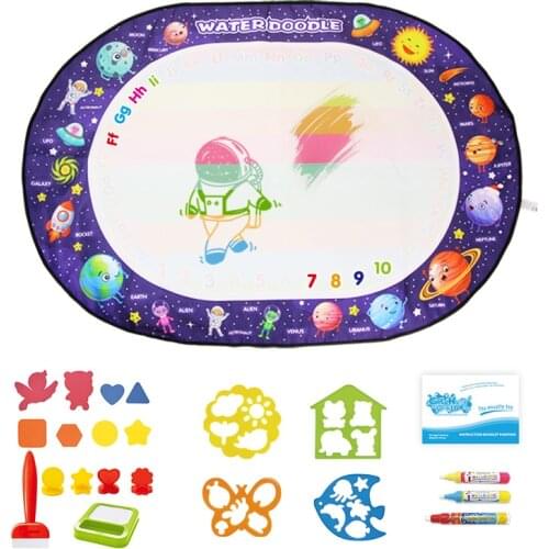 100x70cm Magic Drawing Board & 3 Water Doodle Pens & 1 Stamps Set Coloring Painting Educational Toys for Kids Drawing Mat