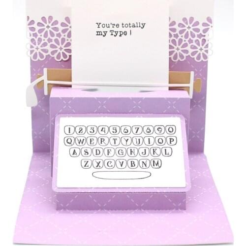 Pop up Typewriter Card Can Fold Flat Metal Cutting Dies for DIY Scrapbooking/Card Making/Kids Fun Decoration Supplies