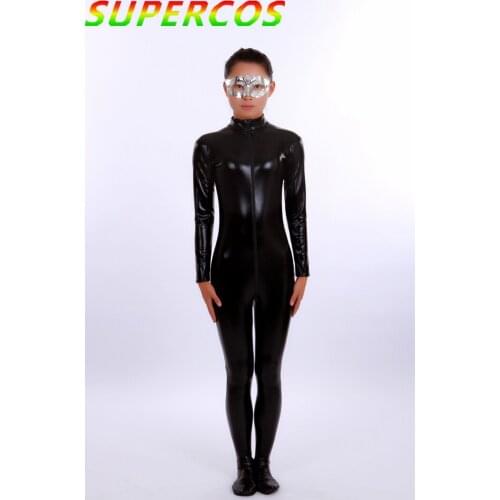 High Quality Halloween Carnival Party Black Gelatinized Zentai Tights DJ Stage Show Suit Halloween Cosplay Costume