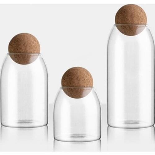 Japanese Borosilicate Transparent Lead-Free Glass Sealed Can Storage Tank Grains Storage Jar Creative Cork Tea Containers