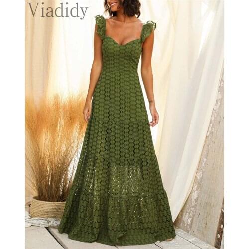 Women Lace Backless Sleeveless Camis Maxi Dress