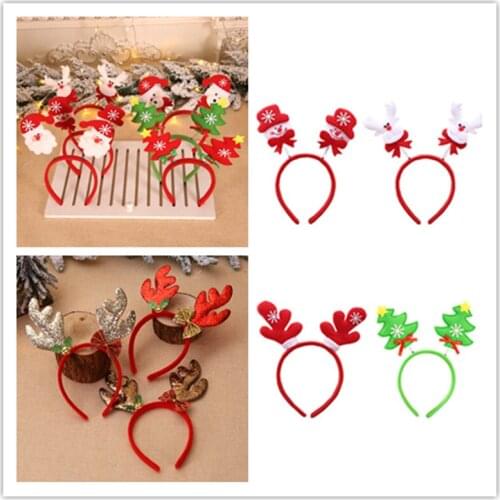 1pcs Christmas Headband Decorations Cartoon Snowman Antlers Hair Bands For Kids Women Hair Accessories Xmas Decor Party Cosplay