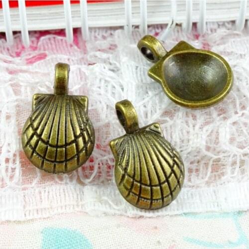 100pcs 15.5*10MM Antique Bronze Plated Zinc Alloy Shell Charms Pendants Diy Jewelry Findings Accessories