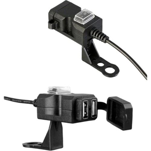 12-24V 2 USB Motorcycle Handlebar Charger Socket + Switch