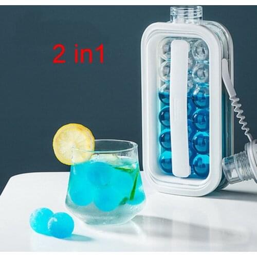 2 in1 Portable Ice Ball Maker Creative Ice Bottle Cubic Container Round ice tray ice cube mold ice cube maker Bar Kitchen Tool