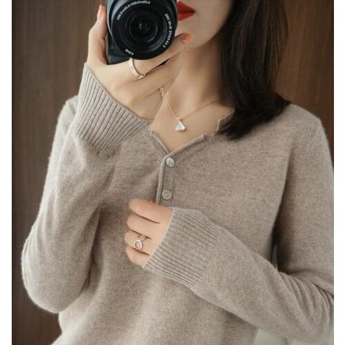 2020 Autumn and Winter New Cashmere Sweater Woman Sweaters V-neck Sweater Loose sweater Ladies pullover Sweater Women Sweater