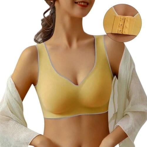 2021 Sports Sexy Thai Latex Underwear Women Thin No Steel Ring Ultra-Light Gather Sports Vest Sleep Bra 6 Colors Available