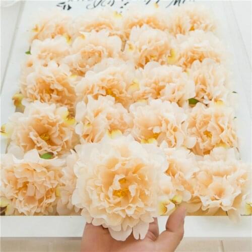 30Pcs/lot 13cm Silk Peony Artificial Flowers Head DIY Wreath Gift Box Craft Fake Flower for Wedding Home Party Decoration