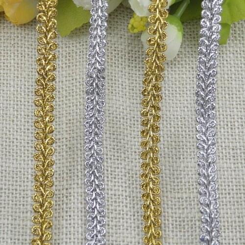 5m 10mm Trim Sewing Lace Gold Silver Silk Centipede Braided Lace Ribbon Belt Home Party Decoration DIY Clothes Curve Sewing Lace