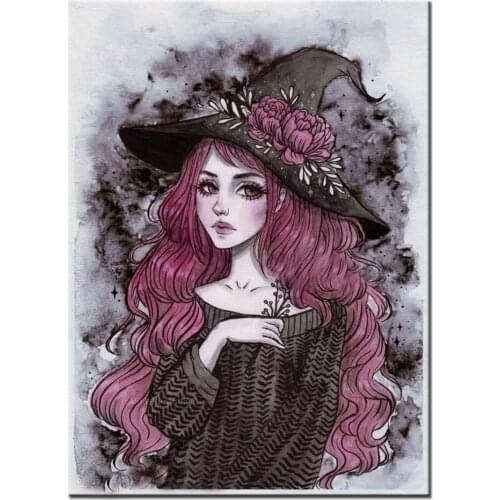 5D Diamond Painting Witch Full Square Drill Diamond Embroidery Mosaic Picture Of Rhinestone Fantasy Woman Home DecorationZP-4835