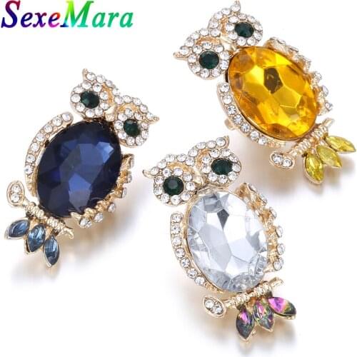 6pcs/lot New Snap Jewelry 18mm Snap Button Jewelry Rhinestone Owl Button Fit 18mm Snap Bracelet Necklace Button for Mothers Day