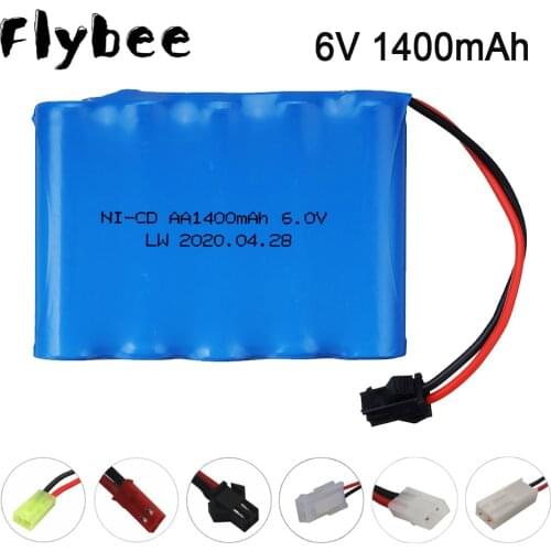 6v 1400mah NiCD Battery For Rc toys Cars Tanks Truck Robot Boats Guns battery spare parts 6v AA Battery SM/JST/EL-2P/Tamiya plug