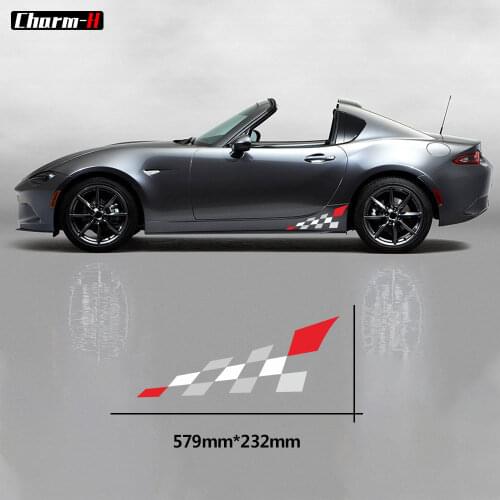 Car Styling Checker Decor Door Side Lower Panel Decals Stickers for Mazda MX5 Racing Sport Accessories
